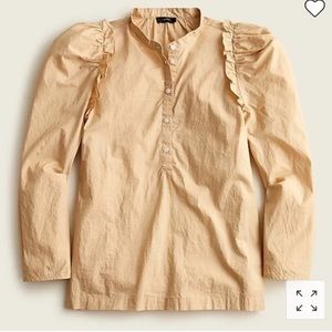 J. Crew Puff Sleeve Cotton Poplin Top Dark Beechwood Size Small